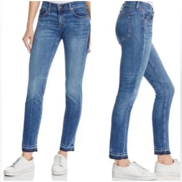 rag & bone Denim - Rag & Bone 10 Inch Dre Denim Jeans In Bainbridge Wash Raw Hem Frayed Ankle 29